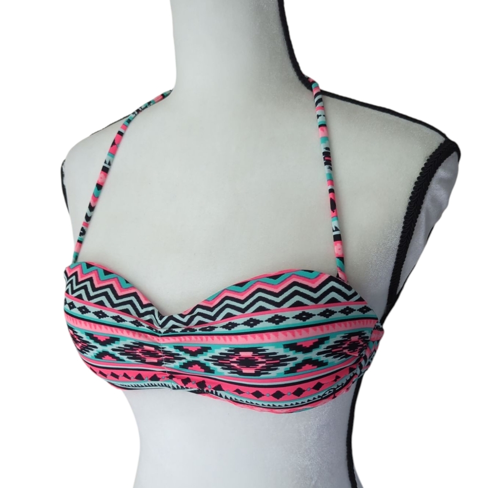 Aztec Multicolor Padded Swimsuit Bikini Top Size S